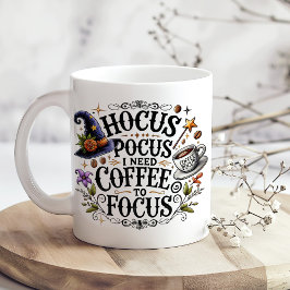 Caneca De Café Grande "Hocus Pocus I Need Coffee to Focus"
