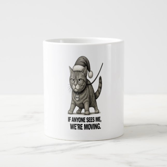 Caneca De Café Grande Holiday Cat “We’re Moving" (Frente)