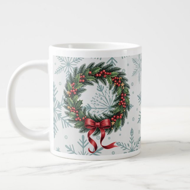 Caneca De Café Grande  Holiday Wreath Splendor (Esquerda)