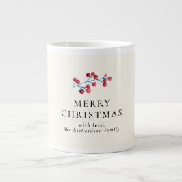 Caneca De Café Grande Holly cherry feliz natal personalizado nome