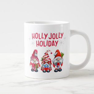 Caneca De Café Grande Holly Jolly Holiday Gnomos