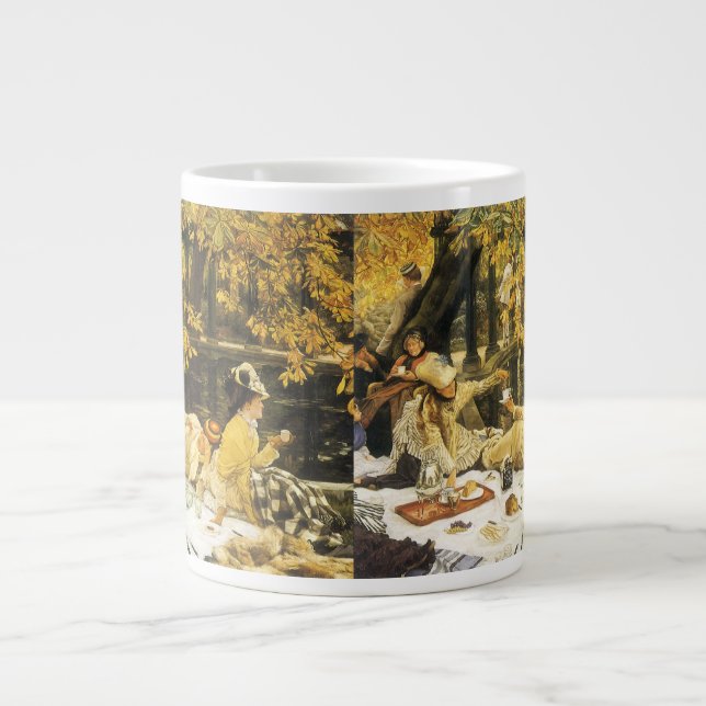 Caneca De Café Grande Holyday, o piquenique de James Tissot, Arte Vitori (Frente)