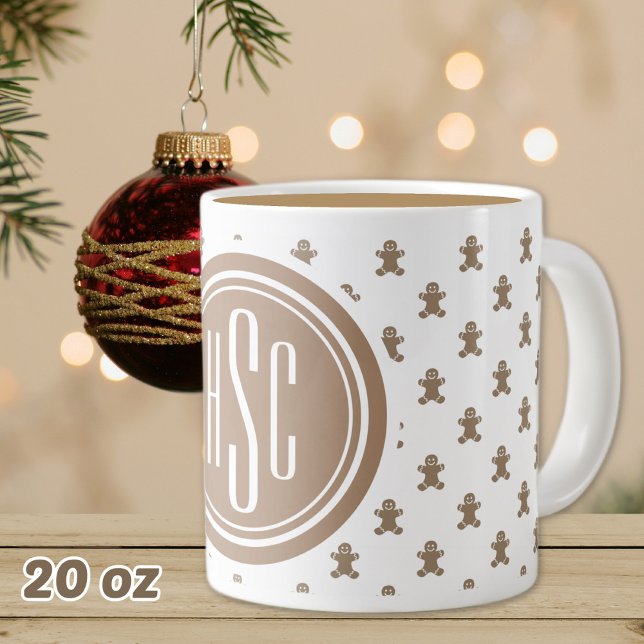 Caneca De Café Grande Homem Grande Monograma de Gingerpão de 20oz (Criador carregado)