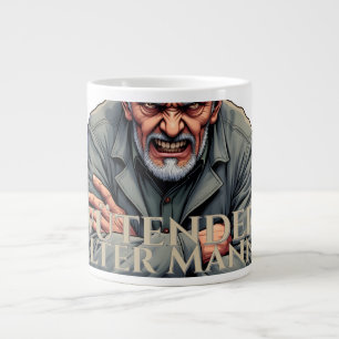 Caneca De Café Grande Homem Velho Irritado – Ilustração de Desenho Anima