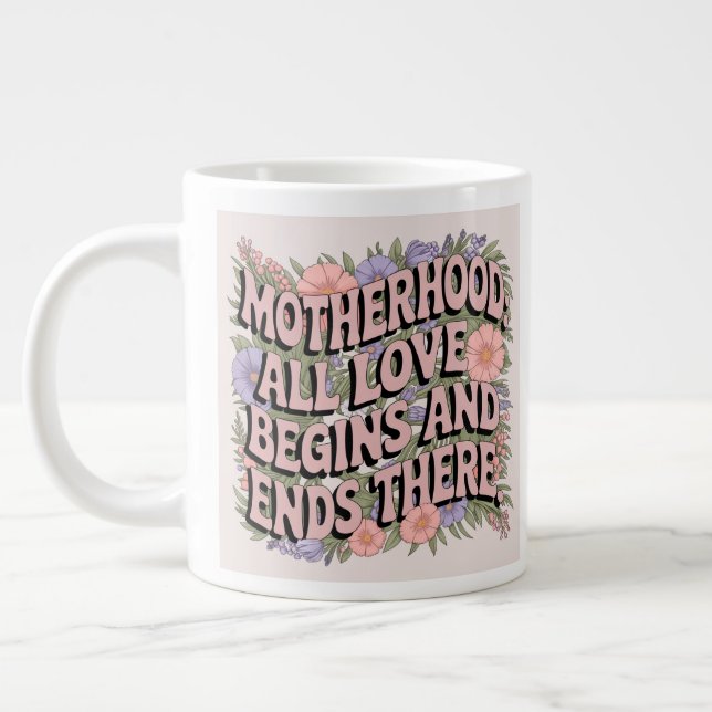 Caneca De Café Grande Homenagem Floral: Apreciação da Mãe Cerâmica (Esquerda)