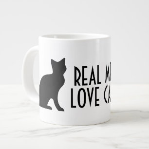 Caneca De Café Grande Homens de verdade adoram gatos grandes e engraçad