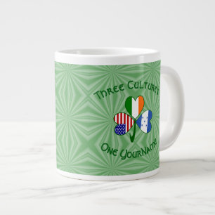 Caneca De Café Grande Hondurenho Irlandês USA Flags Shamrock Personaliza