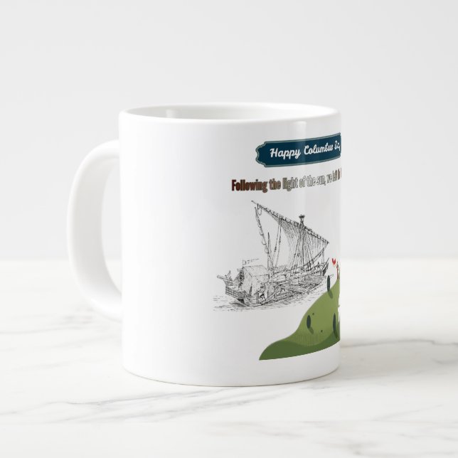 Caneca De Café Grande Honra a Colombo branco (Frente Esquerda)