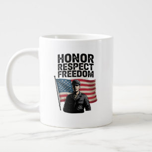 Caneca De Café Grande Honrando Heroes Veteran Day Design Patriótico