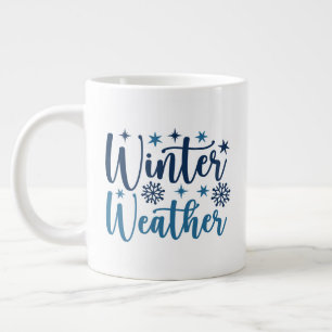 Caneca De Café Grande Horário de inverno - Tipografia de Férias de Neve