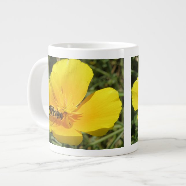 Caneca De Café Grande Hoverfly e Flor Mug (Frente Esquerda)