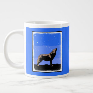 Caneca De Café Grande Howling Wolf no inverno - Arte original sobre a vi