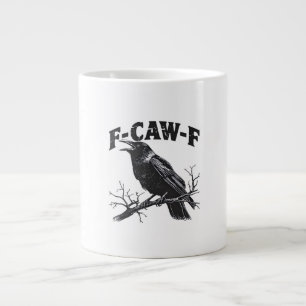 Caneca De Café Grande Humor de Corvo Gótico F-Caw-F Engraçado Essencial