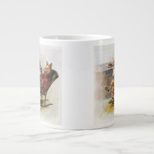 Caneca De Café Grande Humor Vintage, Porco na Cadeira Rochosa Lendo um L