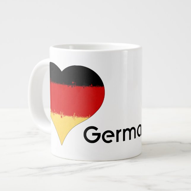 Caneca De Café Grande I Heart Germany Flag (Frente Esquerda)