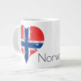 Caneca De Café Grande I Heart Norway Flag