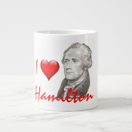 Caneca De Café Grande "I Love Hamilton" Alexander Hamilton Retrato