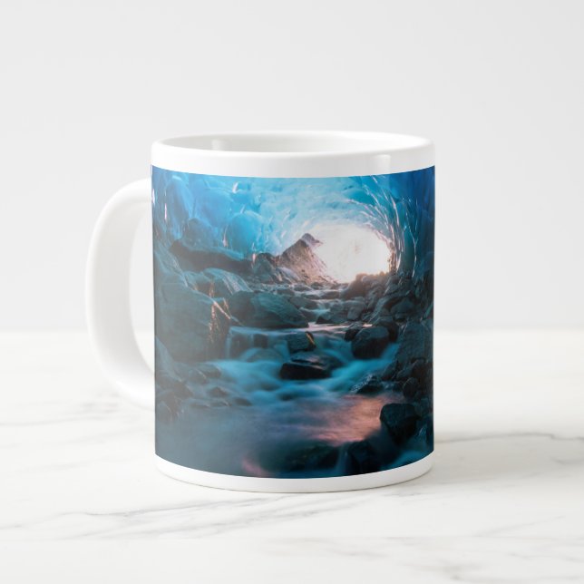 Caneca De Café Grande Ice & Snow | Mendenhall Glacier, Juneau, Alaska (Frente Esquerda)