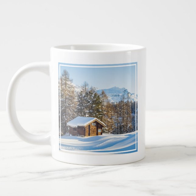 Caneca De Café Grande Ice & Snow | Winter Log Cabin Swiss Alps (Esquerda)