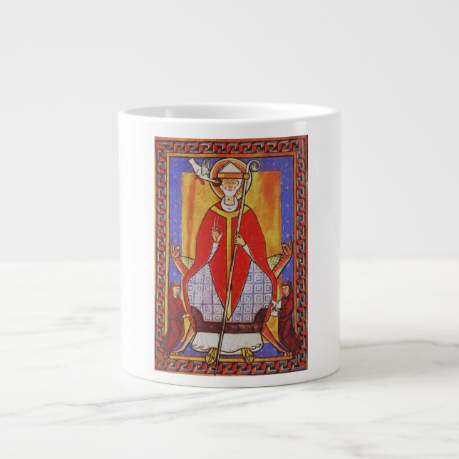 Caneca De Café Grande Ícone Medieval de São Gregório Magno (Frente)