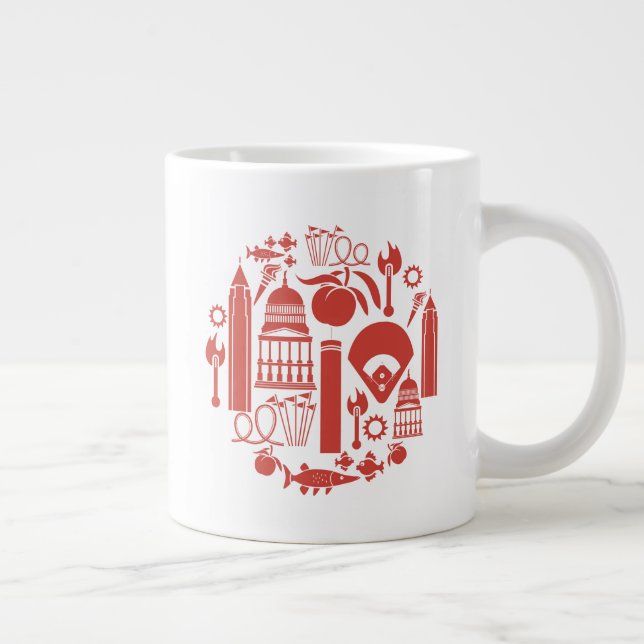Caneca De Café Grande Ícones de Atlanta Georgia (Direita)