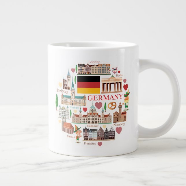 Caneca De Café Grande Ícones de Viagem na Alemanha (Direita)