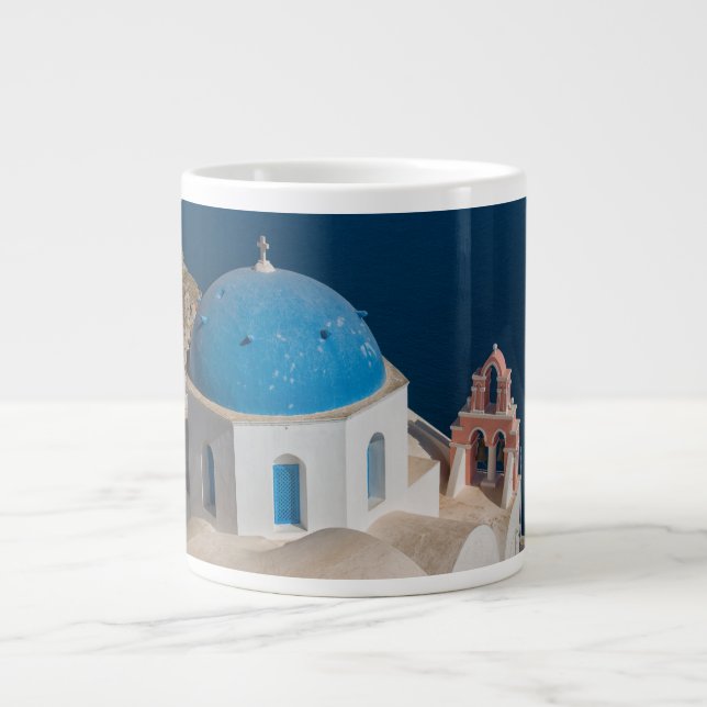 Caneca De Café Grande Igreja na Ilha de Santorini, Grécia (Frente)