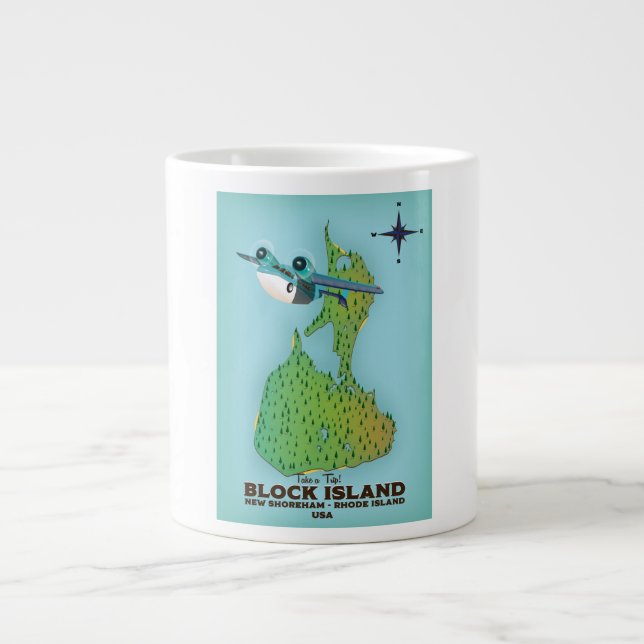 Caneca De Café Grande Ilha de Bloco Nova Shoreha, Rhode Island (Frente)