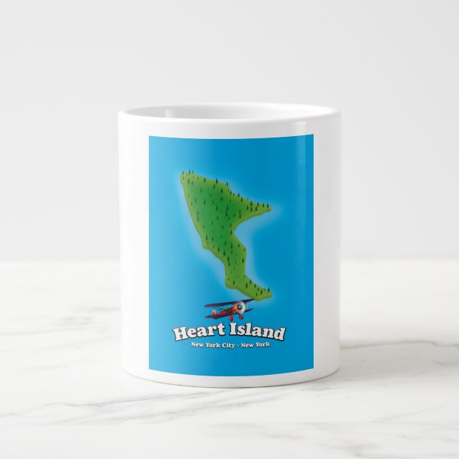 Caneca De Café Grande Ilha Hart Nova York Nova York mapa (Frente)