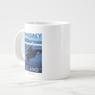 Caneca De Café Grande Ilha Whidbey, Washington Orca e Calf