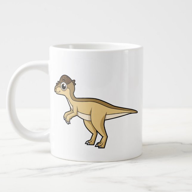 Caneca De Café Grande Ilustração Bela De Um Dinossauro Paquicefalossauro (Esquerda)