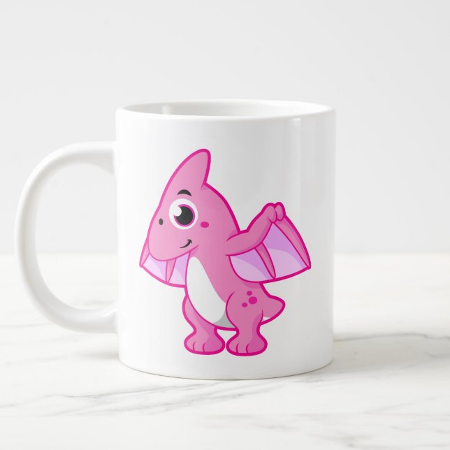 Caneca De Café Grande Ilustração Bela De Um Pterodactilo. (Esquerda)