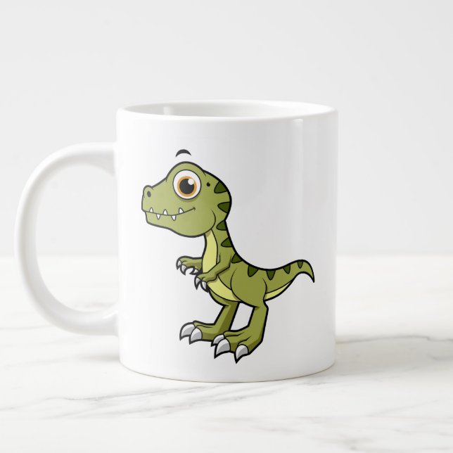 Caneca De Café Grande Ilustração Bela De Um Tiranossauro Rex. (Esquerda)