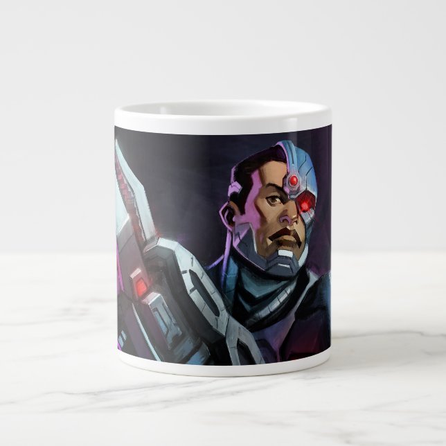 Caneca De Café Grande Ilustração Cyborg Infinita Crise (Frente)