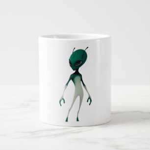 Caneca De Café Grande Ilustração de Alien Verde Legal - Personagem de Fi
