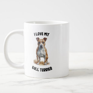 Caneca De Café Grande Ilustração de Aquarela Bull Terrier