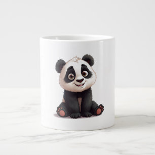 Caneca De Café Grande Ilustração de Arte de Panda Sentado em Cartoon