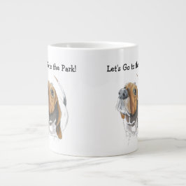 Caneca De Café Grande Ilustração de Cor Original do Hound Basset de Cute