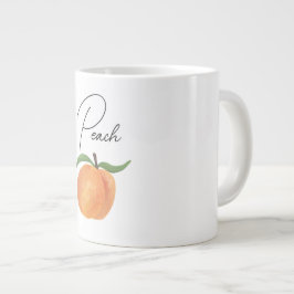 Caneca De Café Grande Ilustração de Fruta Pêssego Pintada Fofa