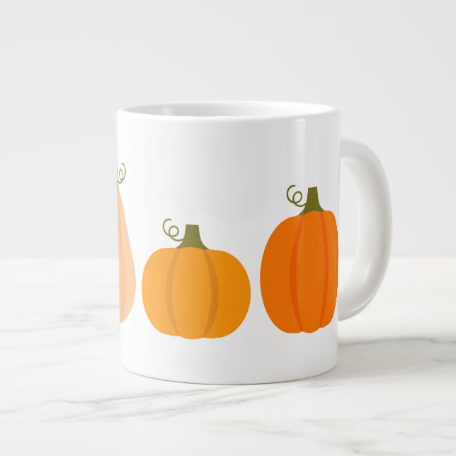 Caneca De Café Grande Ilustração de outono de Pumpkins (Frente Esquerda)