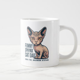 Caneca De Café Grande Ilustração de Pai de Gato Sphynx Engraçado