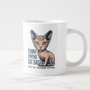 Caneca De Café Grande Ilustração de Pai de Gato Sphynx Engraçado