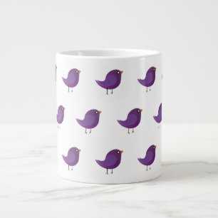 Caneca De Café Grande Ilustração de Pequeno Pássaro Roxo Fofo