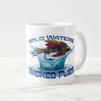 Caneca De Café Grande Ilustração de pesca com isca artificial Wild Water
