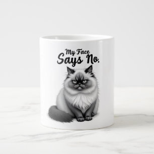 Caneca De Café Grande Ilustração de Rosto de Gato Engraçado – Arte de Ga
