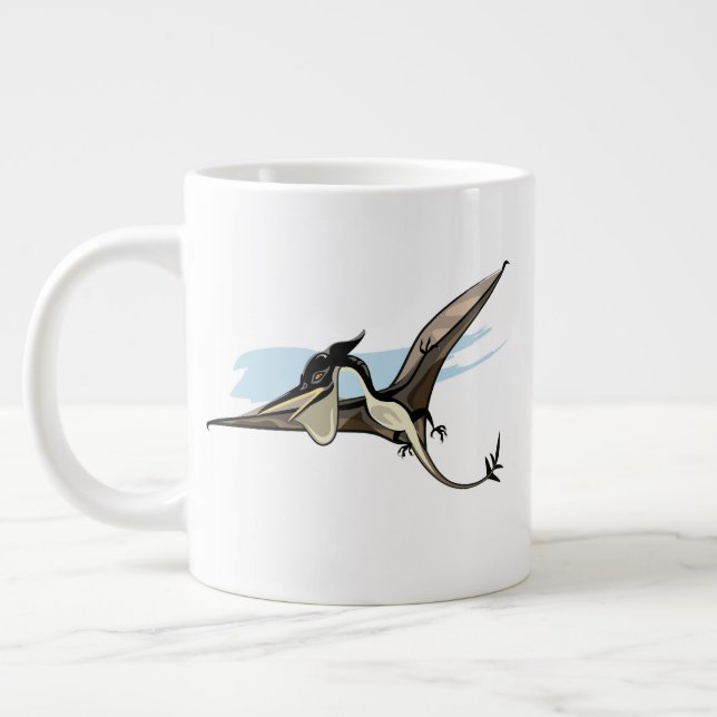Caneca De Café Grande Ilustração De Um Dinossauro Pteranodon. (Esquerda)