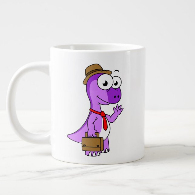 Caneca De Café Grande Ilustração De Um Empresário Paquicéfalossauro. (Esquerda)
