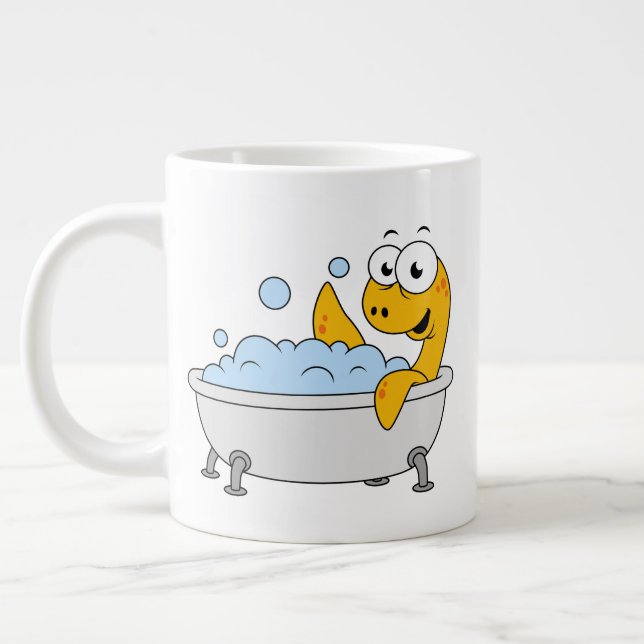 Caneca De Café Grande Ilustração De Um Monstro De Ness Do Banho. (Esquerda)