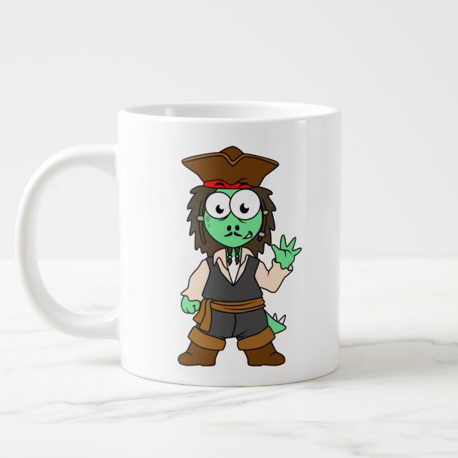 Caneca De Café Grande Ilustração De Um Pirata De Estegossauro, Jack Spar (Esquerda)