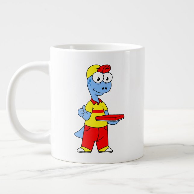 Caneca De Café Grande Ilustração De Um Prestador De Brontossauro. (Esquerda)